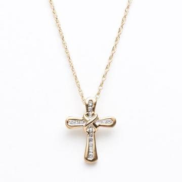 Diamond Petites 10k Gold 1/10-ct. T.w. Diamond Cross Pendant, Women's, Size: 18, Yellow