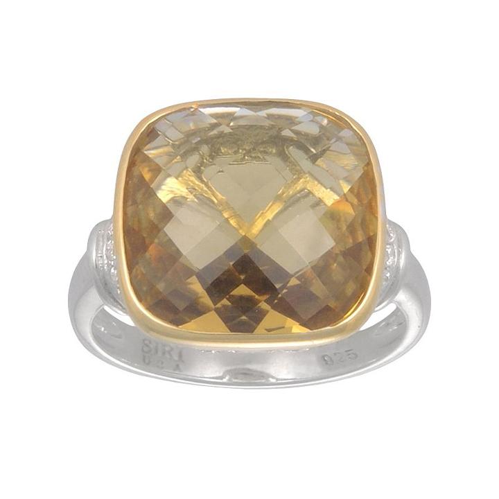 Siri Usa By Tjm 14k Gold Over Silver And Sterling Silver Champagne Quartz And Cubic Zirconia Ring, Women's, Size: 7, Yellow
