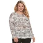 Plus Size Rock & Republic&reg; Print Crewneck Sweater, Women's, Size: 2xl, Med Grey