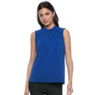 Women's Elle&trade; Pleated Crepe Blouse, Size: Xxl, Blue