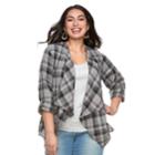 Plus Size Sonoma Goods For Life&trade; Flyaway Shirt Cardigan, Women's, Size: 1xl, Black