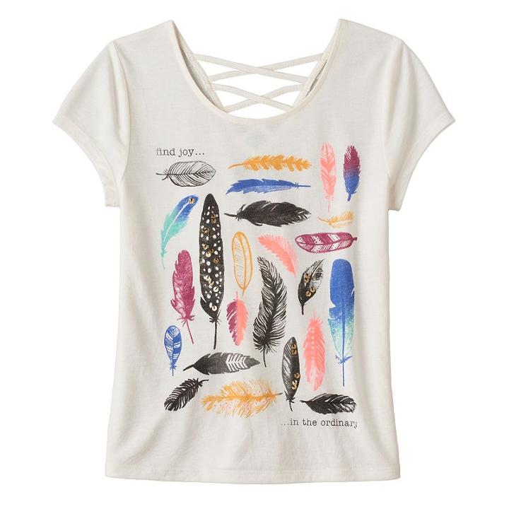 Girls 7-16 & Plus Size Mudd&reg; Criss-cross Lattice Back Tee, Girl's, Size: 16, White Oth