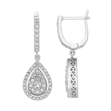 Diamond Splendor Sterling Silver Crystal Teardrop Earrings, Women's, White