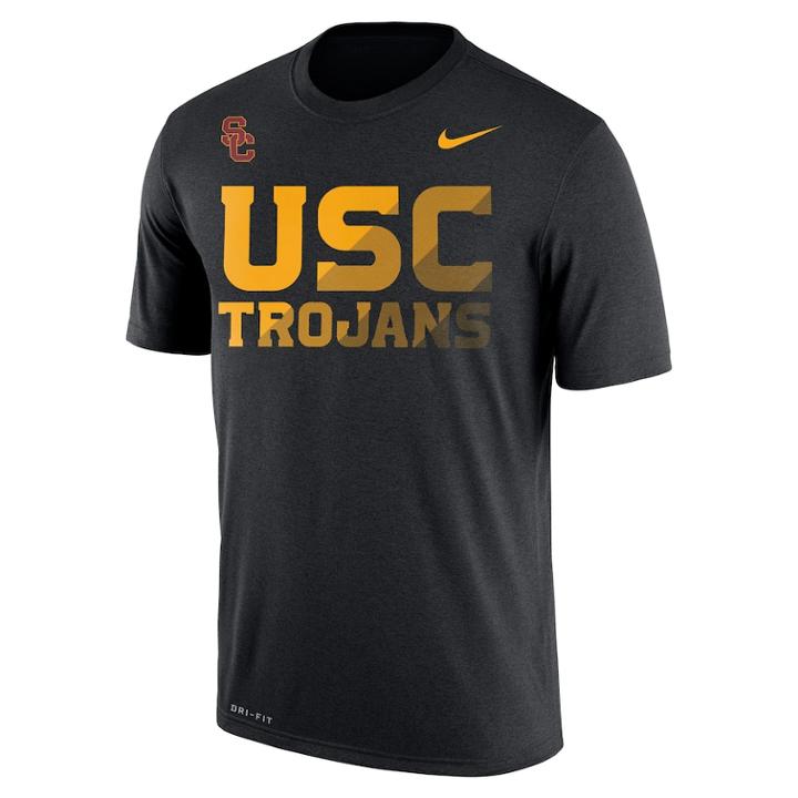 Men's Nike Usc Trojans Legend Staff Sideline Dri-fit Tee, Size: Medium, Black