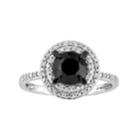 Stella Grace 14k White Gold 1 5/8 Carat T.w. Black & White Diamond Halo Ring, Women's, Size: 7