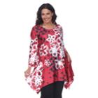 Plus Size White Mark Scroll Shark-bite Tunic, Women's, Size: 1xl, Red Other
