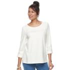 Women's Croft & Barrow&reg; Lace Yoke Popover Top, Size: Xl, White