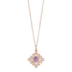 14k Rose Gold Over Silver Amethyst & White Topaz Cross Pendant Necklace, Women's, Size: 18, Purple