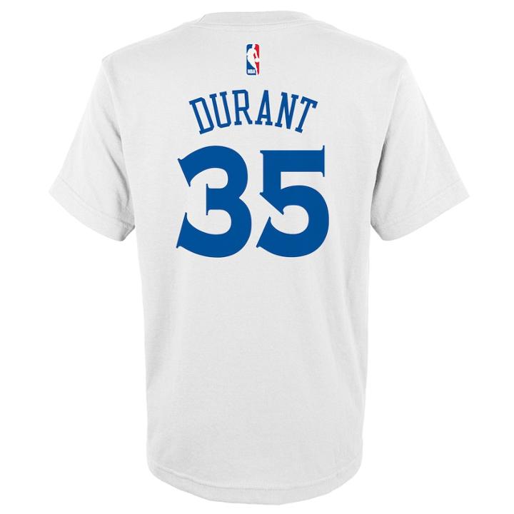 Boys 8-20 Golden State Warriors Kevin Durant Player Name & Number Replica Tee, Size: S 8, White