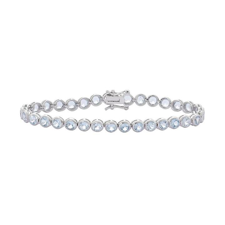Sterling Silver Lab-created Aquamarine Tennis Bracelet, Women's, Size: 7.25, Blue