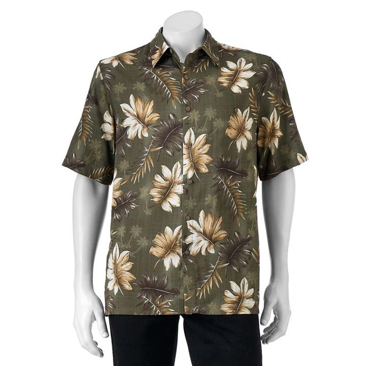 Men's Batik Bay Classic-fit Tropical Button-down Shirt, Size: Medium, Green Oth