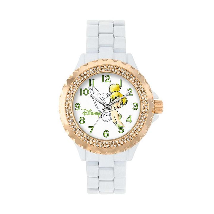 Disney's Tinkerbell Women's Crystal Watch, White