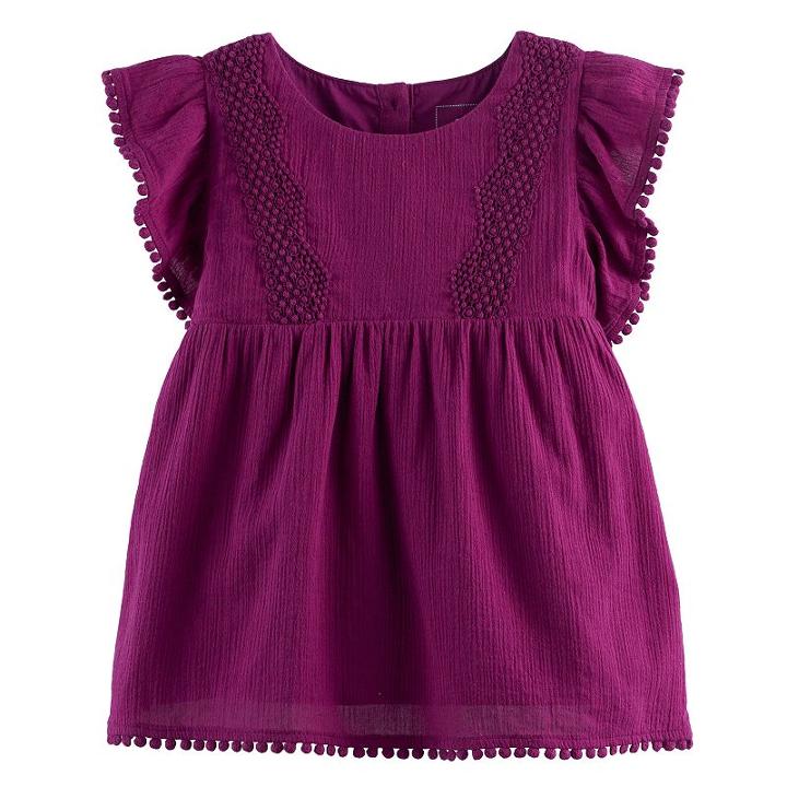 Girls 4-12 Sonoma Goods For Life&trade; Pom-pom Trim Top, Girl's, Size: 6x, Med Purple