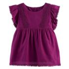 Girls 4-12 Sonoma Goods For Life&trade; Pom-pom Trim Top, Girl's, Size: 6x, Med Purple