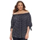 Plus Size Sonoma Goods For Life&trade; Printed Off-the-shoulder Top, Women's, Size: 1xl, Blue (navy)