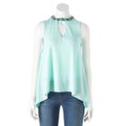 Women's Jennifer Lopez Embellished Keyhole Swing Tank, Size: Small, Lt Green