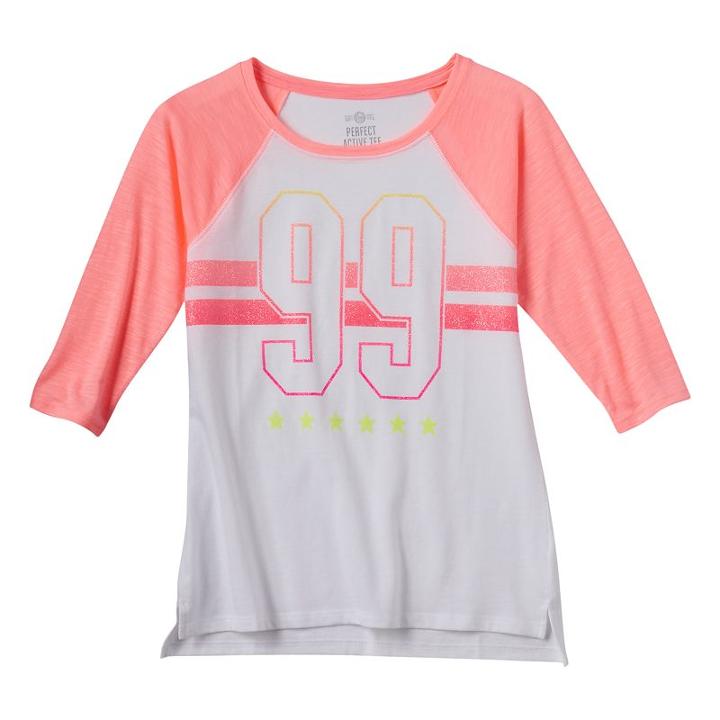 Girls Plus Size So&reg; Raglan Baseball Graphic Tee, Girl's, Size: 16 1/2, Natural