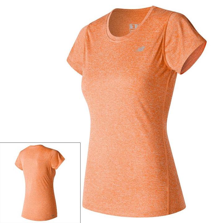 Women's New Balance Heathered Crewneck Workout Tee, Size: Medium, Drk Orange