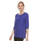 Petite Dana Buchman Side Button Sweater, Women's, Size: Medium, Brt Purple