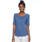 Women's Croft & Barrow&reg; Essential Scoopneck Tee, Size: Medium, Blue (navy)