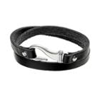 Stainless Steel And Leather Wrap Bracelet - Men, Size: 8, Black