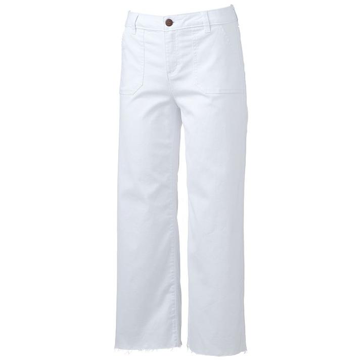 Women's Lc Lauren Conrad Wide-leg Cropped Twill Pants, Size: 4, White Oth