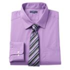 Men's Croft & Barrow&reg; Fitted Stretch-collar Dress Shirt And Patterned Tie Boxed Set, Size: S 32-33, Blue