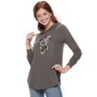 Disney's Minnie Mouse Juniors' Sketch Graphic Tunic Hoodie, Teens, Size: Small, Grey (charcoal)