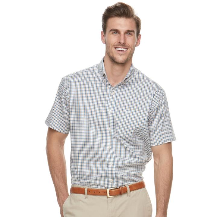 Big & Tall Dockers Classic-fit Plaid Comfort Stretch No-wrinkle Button-down Shirt, Men's, Size: 3xb, Natural