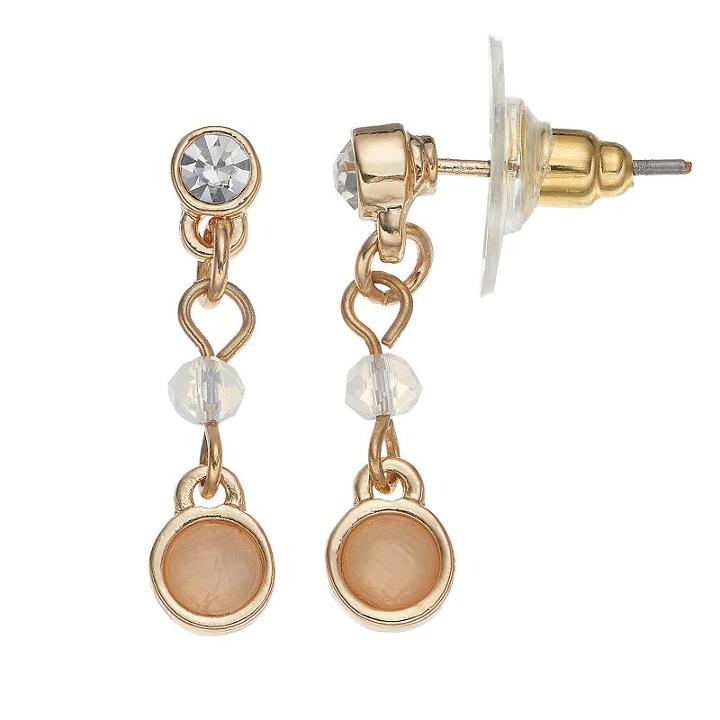 Lc Lauren Conrad Faceted Stone Nickel Free Drop Earrings, Women's, Med Pink