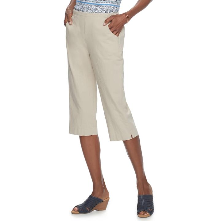 Women's Croft & Barrow&reg; Pull-on Sheeting Capris, Size: Large, Lt Beige