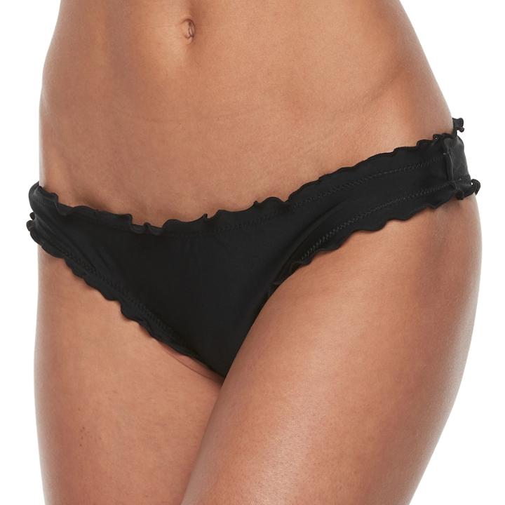 Mix And Match Ruffled Cheeky Hipster Bikini Bottoms, Teens, Size: Small, Black