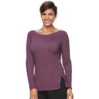 Women's Croft & Barrow&reg; Button Side Long Sleeve Top, Size: Medium, Drk Purple
