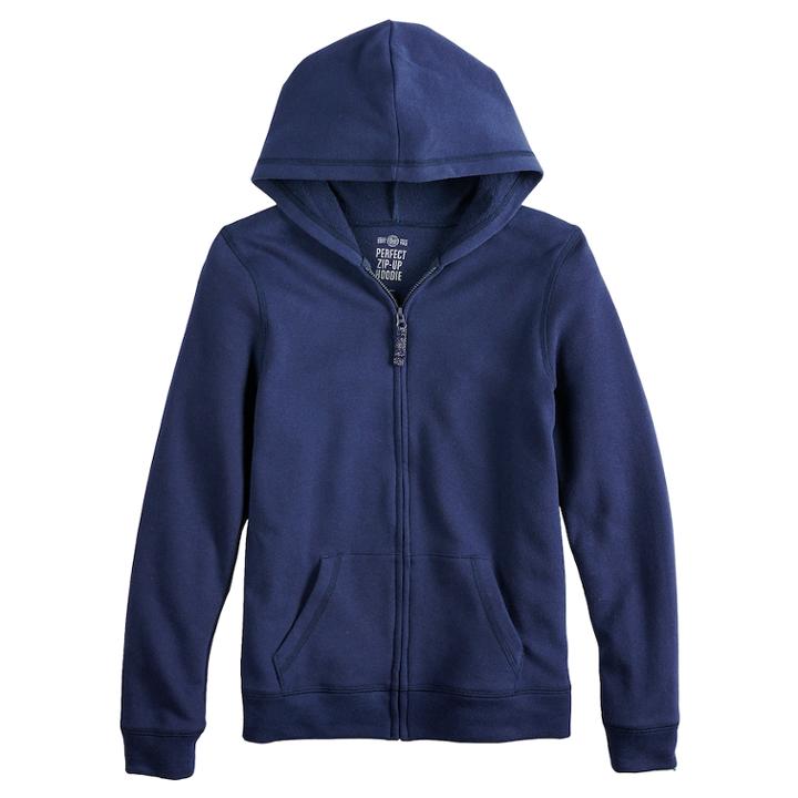 Girls 7-16 & Plus Size So&reg; Easy Zip Hoodie Sweatshirt, Size: 18 1/2, Blue (navy)