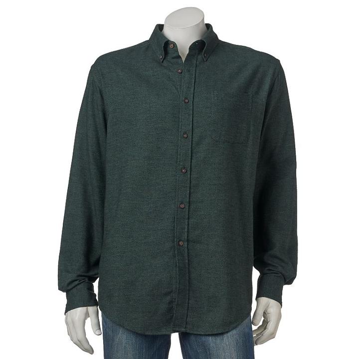 Men's Croft & Barrow&reg; Classic-fit Plaid Flannel Button-down Shirt, Size: Medium, Dark Green