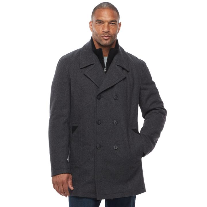 Big & Tall Andrew Marc Wool-blend Double-breasted Peacoat, Men's, Size: 4xb, Dark Grey