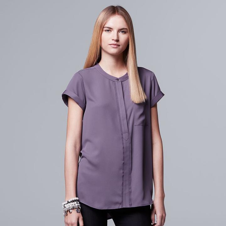 Women's Simply Vera Vera Wang Chiffon High-low Top, Size: Xl, Med Purple