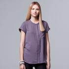 Women's Simply Vera Vera Wang Chiffon High-low Top, Size: Xl, Med Purple