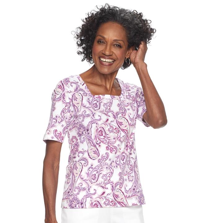 Petite Croft & Barrow&reg; Squareneck Tee, Women's, Size: Xs Petite, Lt Purple