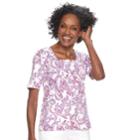 Petite Croft & Barrow&reg; Squareneck Tee, Women's, Size: Xs Petite, Lt Purple