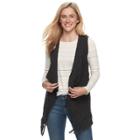 Petite Sonoma Goods For Life&trade; Cable Knit Fringe Vest, Women's, Size: S Petite, Dark Grey