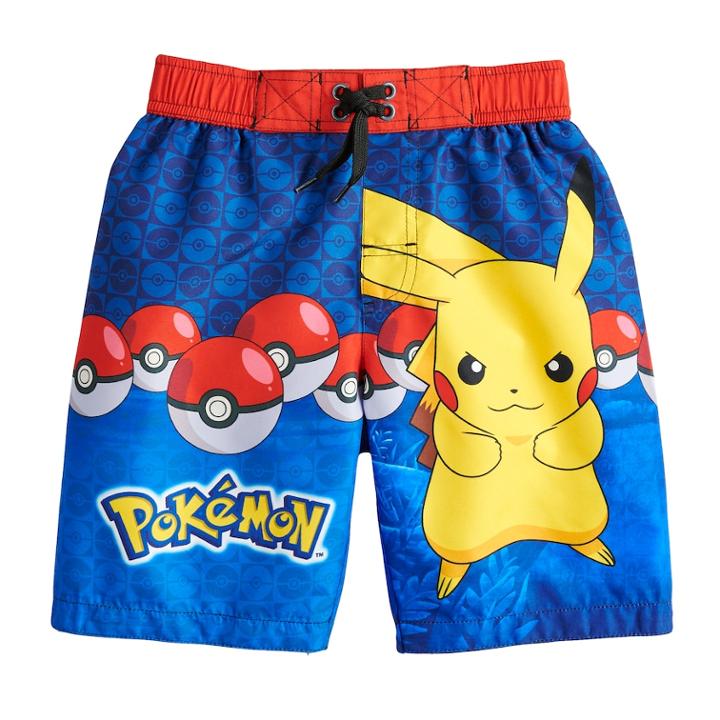 Boys 4-7 Pokemon Pikachu Swim Trunks, Size: S 4, Blue