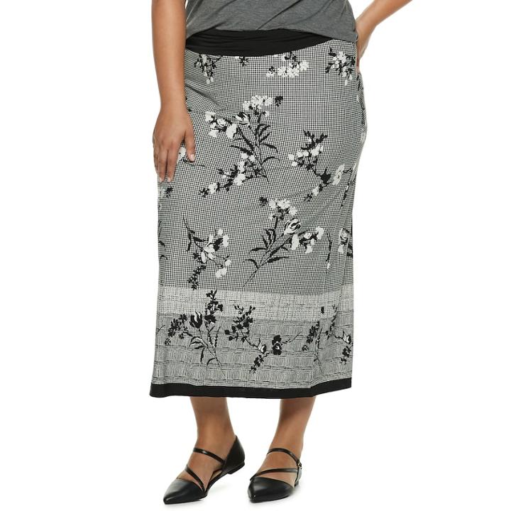 Plus Size Apt. 9&reg; Print Column Maxi Skirt, Women's, Size: 3xl, Black Floral