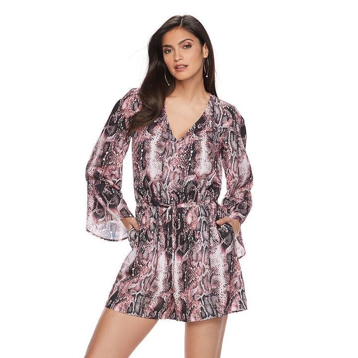 Women's Jennifer Lopez Animal Print Romper, Size: Xxl, Lt Brown