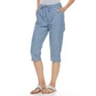 Croft & Barrow, Petite &reg; Embellished Sheeting Capris, Women's, Size: S Petite, Light Blue