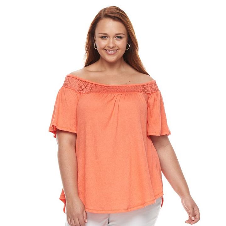 Plus Size French Laundry Off Shoulder Peasant Top, Women's, Size: 2xl, Orange Oth