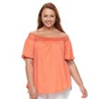 Plus Size French Laundry Off Shoulder Peasant Top, Women's, Size: 2xl, Orange Oth