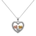 Hallmark Tri-tone Sterling Silver Cubic Zirconia Love You More Heart Pendant, Women's, Size: 18, White