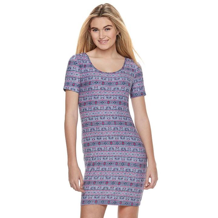 Juniors' Mudd&reg; Short Sleeve Bodycon Dress, Girl's, Size: Large, White Oth