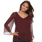 Women's Jennifer Lopez Angel Sleeve Chiffon Top, Size: Xl, Dark Red